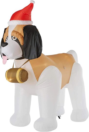 Airblown; 9' Gemmy Airblown Inflatable Christmas St Bernard Wearing Santa Hat 35985; Category:Christmas Inflatables; Image:1
